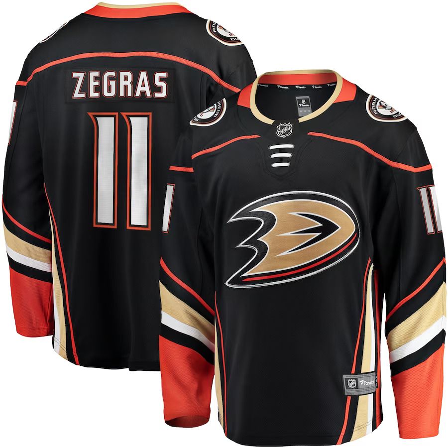 Men Anaheim Ducks #11 Trevor Zegras Fanatics Branded Black Home Breakaway Player NHL Jersey